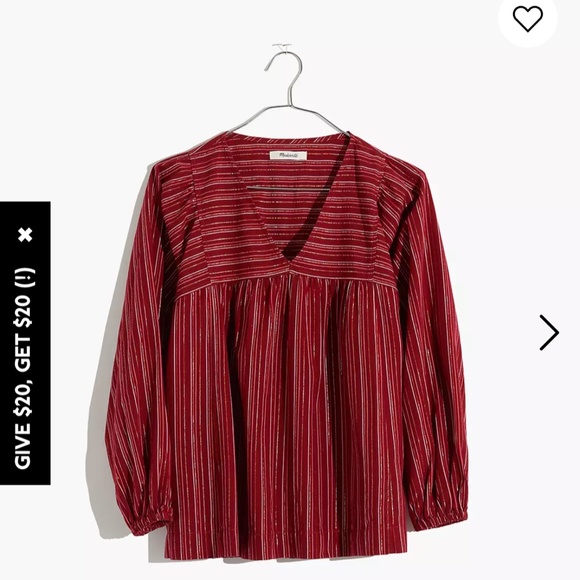 Madewell Swingy Peasant Top in Metallic Stripe XS - Picture 8 of 11